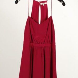 EUC Madewell Women’s Fit & Flare Dress Red 100% Silk Spaghetti Straps Lined Midi